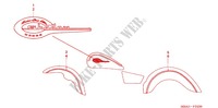AUTOCOLLANTS (VT750CDA/CDB/CDC) pour Honda SHADOW VT 750 DELUXE ACE Red paint scheme with silver pinstripe de 2003