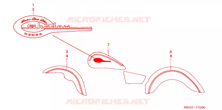 AUTOCOLLANTS (VT750CDA/CDB/CDC) Honda MOTO 750 SHADOW 2002  VT750CDC2