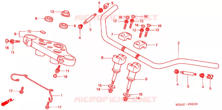 GUIDON - TE DE FOURCHE Honda MOTO 750 SHADOW 2002  VT750CDC2