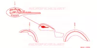 AUTOCOLLANTS (VT750CDA/CDB/CDC) pour Honda SHADOW VT 750 DELUXE ACE Red/Black paint scheme de 2003