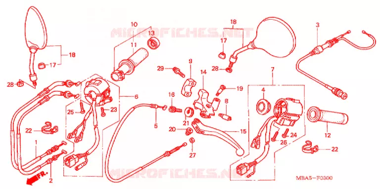 LEVIER DE GUIDON - CABLE - COMMODO Honda MOTO 750 SHADOW 2003  VT750CDC3