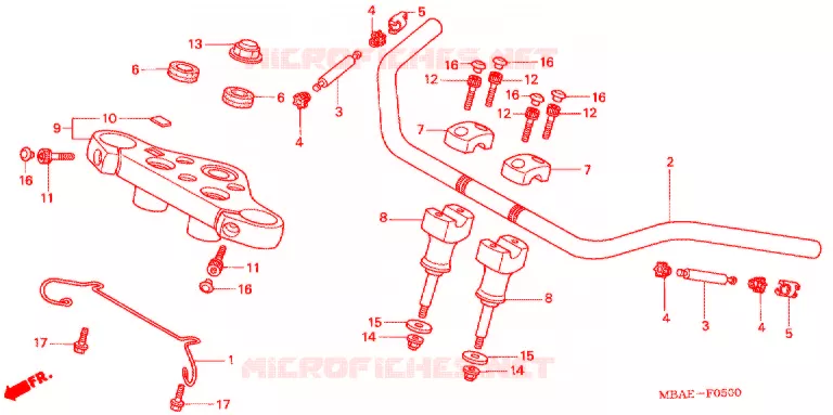 GUIDON - TE DE FOURCHE Honda MOTO 750 SHADOW 2002  VT750CDD2