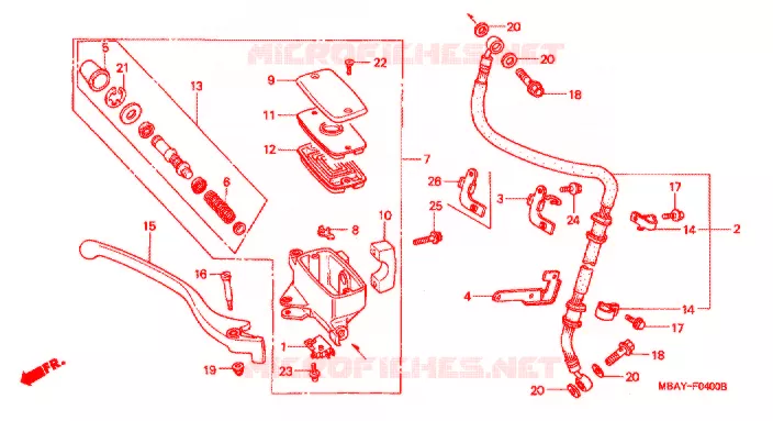 MAITRE CYLINDRE DE FREIN AVANT Honda MOTO 750 SHADOW 2000  VT750CDY