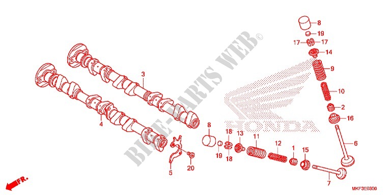 ARBRE A CAMES   SOUPAPE pour Honda CBR 1000 ABS RED de 2017