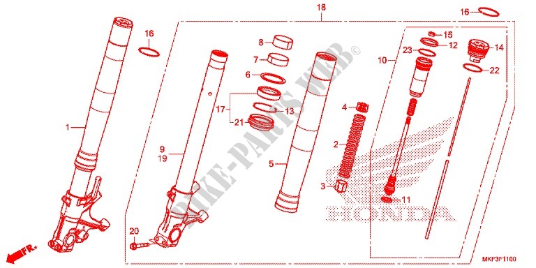 FOURCHE (CBR1000RR/RA) pour Honda CBR 1000 ABS RED de 2017