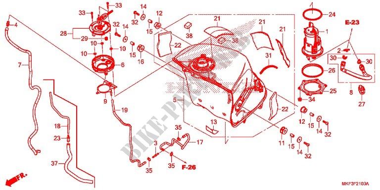 RESERVOIR A CARBURANT   POMPE A ESSENCE pour Honda CBR 1000 ABS RED de 2017