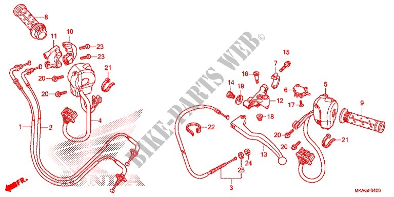LEVIER DE GUIDON   CABLE   COMMODO (NC750S/SA) pour Honda NC 750 S de 2017