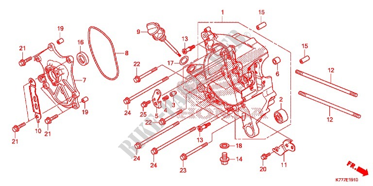 CARTER DE VILEBREQUIN DROIT pour Honda SH 125 ABS D TOP BOX de 2017