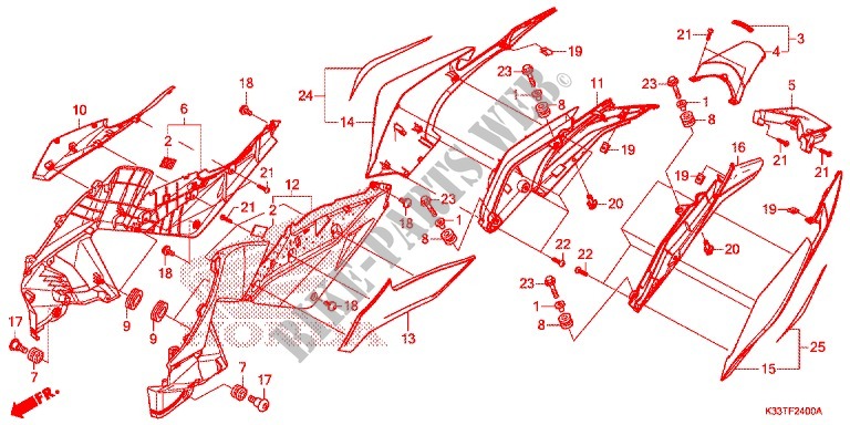 COUVERCLES LATERAUX   ARRIERES pour Honda CB 300 F ABS de 2017