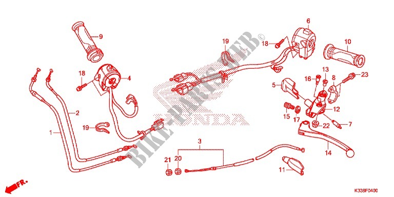 LEVIER DE GUIDON   CABLE   COMMODO pour Honda CBR 300 ABS de 2017