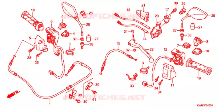 LEVIER DE GUIDON - CABLE - COMMODO Honda SCOOTER 125 PCX 2011  WW125EX2A