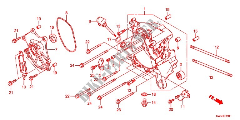 CARTER DE VILEBREQUIN DROIT (WW125EX2C,D,E) pour Honda PCX 125 SPECIAL EDITION WHITE de 2013