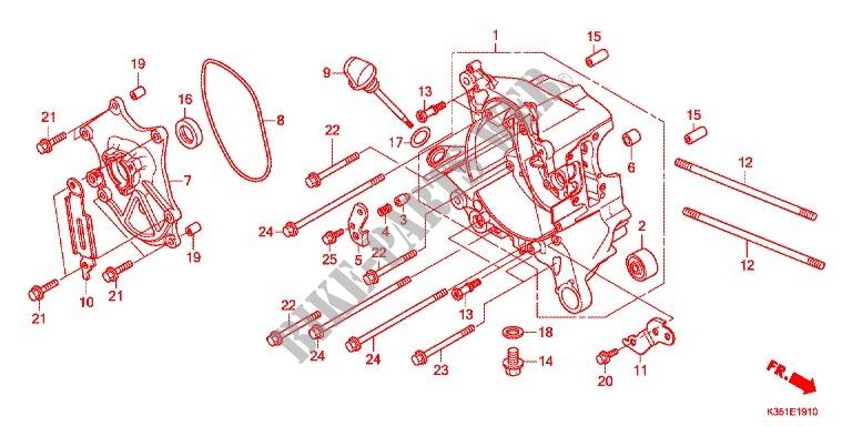 CARTER DE VILEBREQUIN DROIT pour Honda PCX 125 de 2015