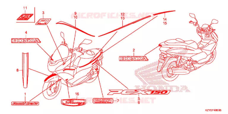 AUTOCOLLANTS Honda SCOOTER 150 PCX 2014  WW150D
