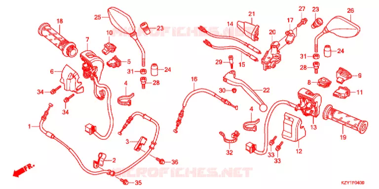 LEVIER DE GUIDON - CABLE - COMMODO Honda SCOOTER 150 PCX 2012  WW150C