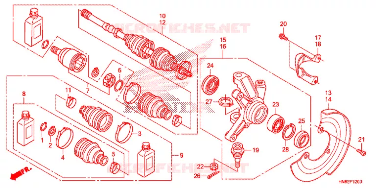 ARBRE DE ROUE AVANT Honda ATV 680 FOURTRAX 2017  TRX680FAH