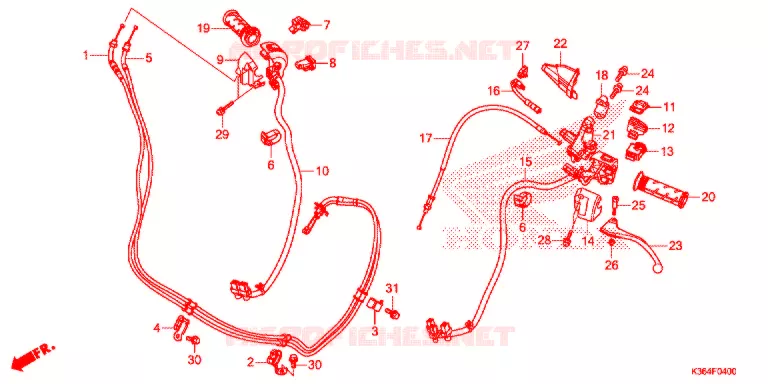 LEVIER DE GUIDON - CABLE - COMMODO Honda SCOOTER 150 PCX 2016  WW150F