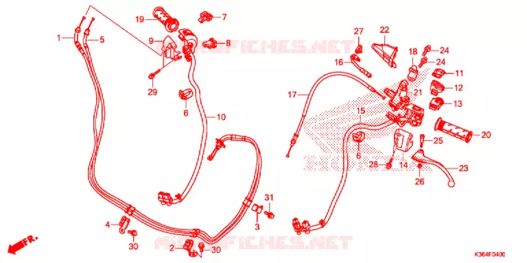 LEVIER DE GUIDON - CABLE - COMMODO Honda SCOOTER 150 PCX 2015  WW150F