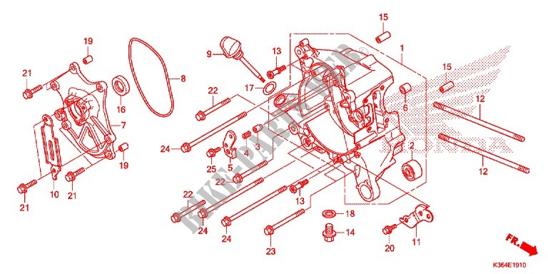 CARTER DE VILEBREQUIN DROIT pour Honda PCX 150 de 2016