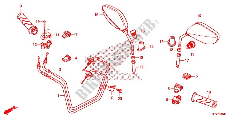 COMMODO   CABLE   RETROVISEUR pour Honda SH 150 ABS D SPECIAL de 2018