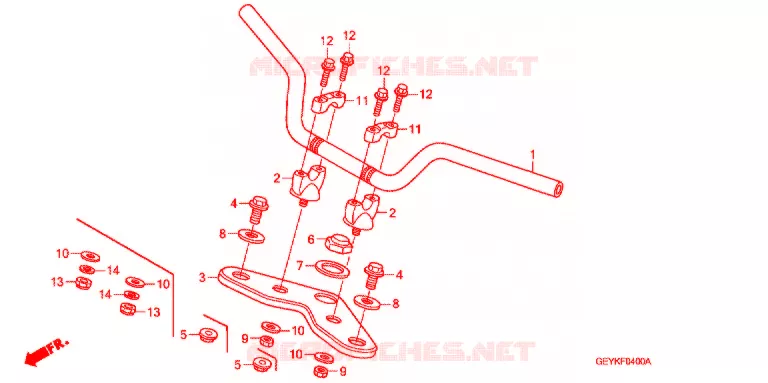 GUIDON - TE DE FOURCHE Honda MOTO 100 APE 2007  XZ1007_2J