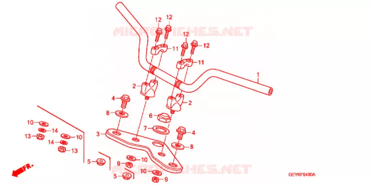 GUIDON - TE DE FOURCHE Honda MOTO 100 APE 2008  XZ1008_2J