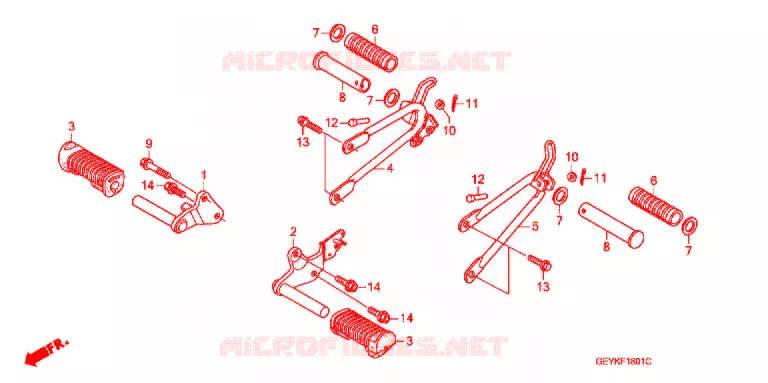 REPOSE PIED (XZ100) Honda MOTO 100 APE 2008  XZ1008_2J