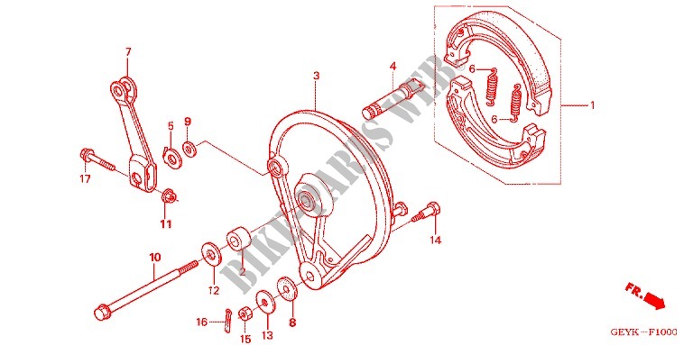 FLASQUE   MACHOIRES DE FREIN ARRIERE pour Honda APE 100 DELUXE Front brake disk de 2009