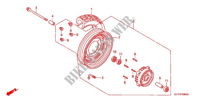 ROUE AVANT (XZ50/XZ1006/7/8/9 J) pour Honda APE 100 DELUXE Front brake disk de 2009