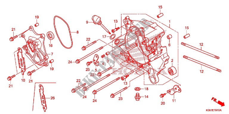 CARTER DE VILEBREQUIN DROIT pour Honda PCX 125 de 2017