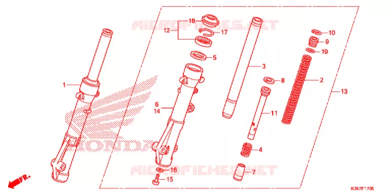 FOURCHE Honda SCOOTER 125 PCX 2017  WW125EX2H