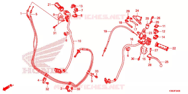 LEVIER DE GUIDON - CABLE - COMMODO Honda SCOOTER 150 PCX 2017  WW150SH