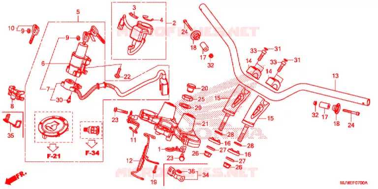 GUIDON - TE DE FOURCHE Honda MOTO 800 CROSSRUNNER 2018  VFR800XH