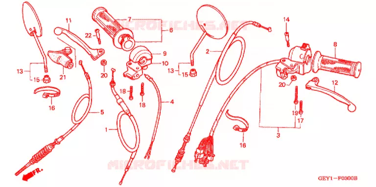 LEVIER DE GUIDON - CABLE - COMMODO Honda MOTO 50 APE 2004  XZ504_2J