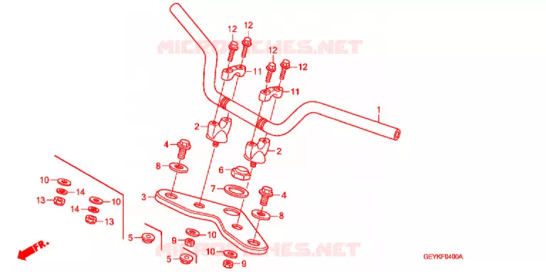 GUIDON - TE DE FOURCHE Honda MOTO 50 APE 2012  XZ509