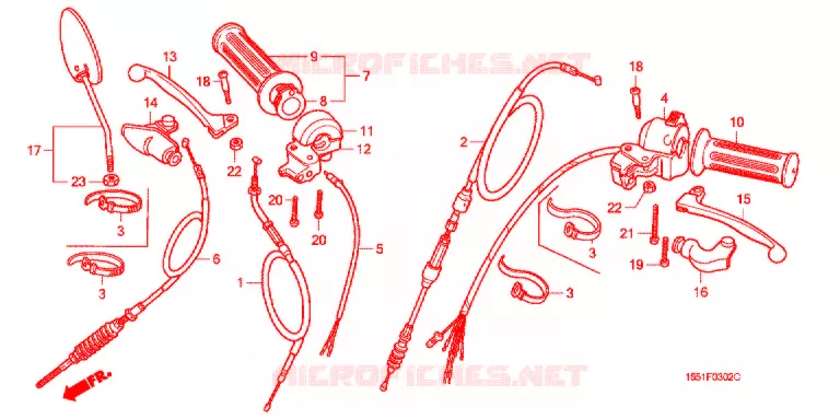 LEVIER DE GUIDON - CABLE - COMMODO (4 VITESSES) (Z50JF/JJ/JL/JN) Honda MOTO 50 MONKEY 1990  Z50JL_M