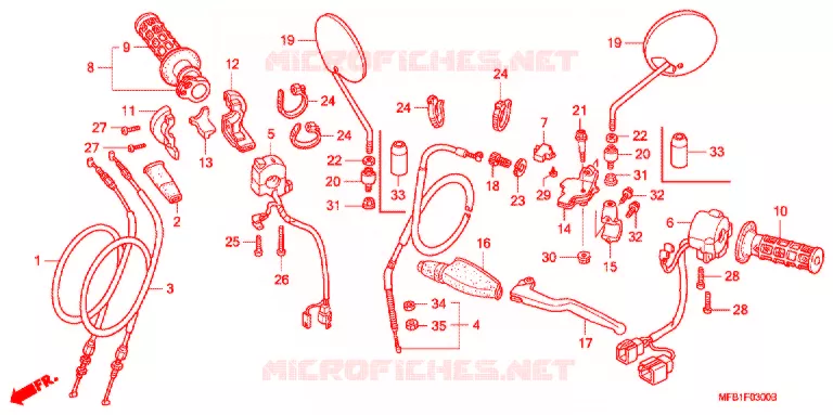 LEVIER DE GUIDON - CABLE - COMMODO Honda MOTO 400 XR 2006  XR4005