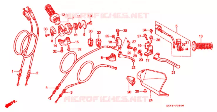 LEVIER DE GUIDON - CABLE - COMMODO Honda MOTO 400 XR 2001  XR400R1