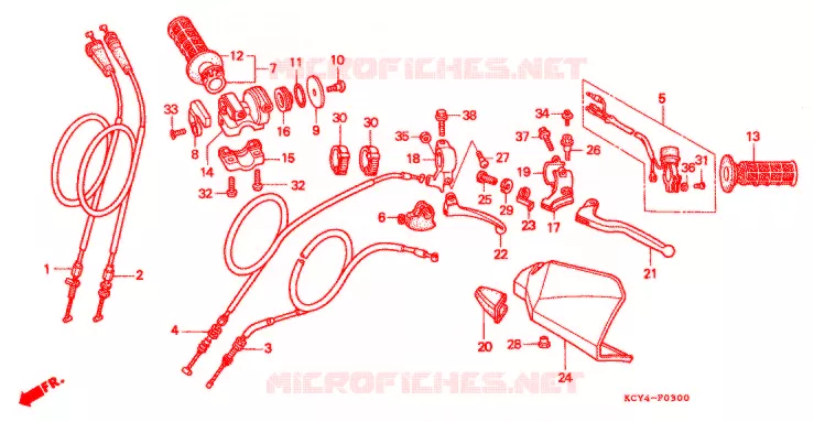 LEVIER DE GUIDON - CABLE - COMMODO Honda MOTO 400 XR 2002  XR400R2