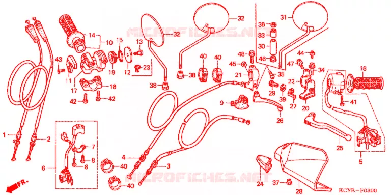 LEVIER DE GUIDON - CABLE - COMMODO Honda MOTO 400 XR 2005  XR400R4