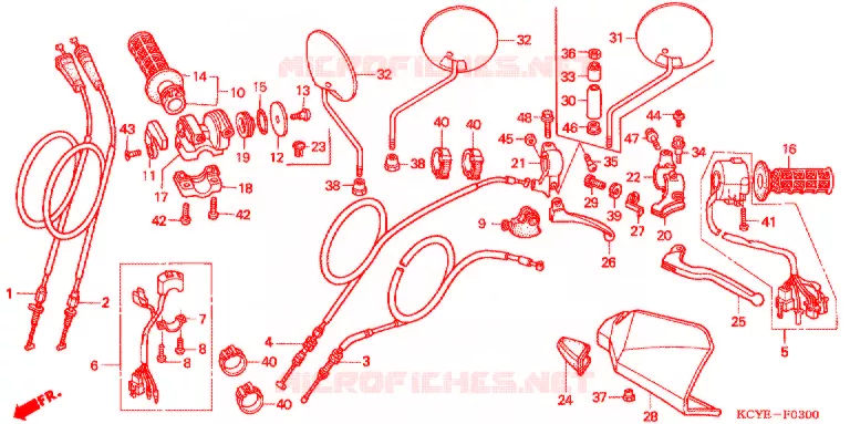 LEVIER DE GUIDON - CABLE - COMMODO Honda MOTO 400 XR 2004  XR400R4
