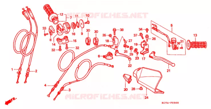LEVIER DE GUIDON - CABLE - COMMODO Honda MOTO 400 XR 2000  XR400RY