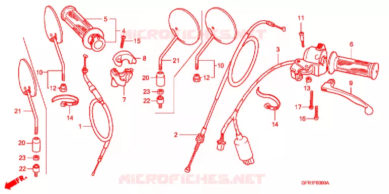 LEVIER DE GUIDON - CABLE - COMMODO Honda MOTO 50 XR 2005  XR50M5