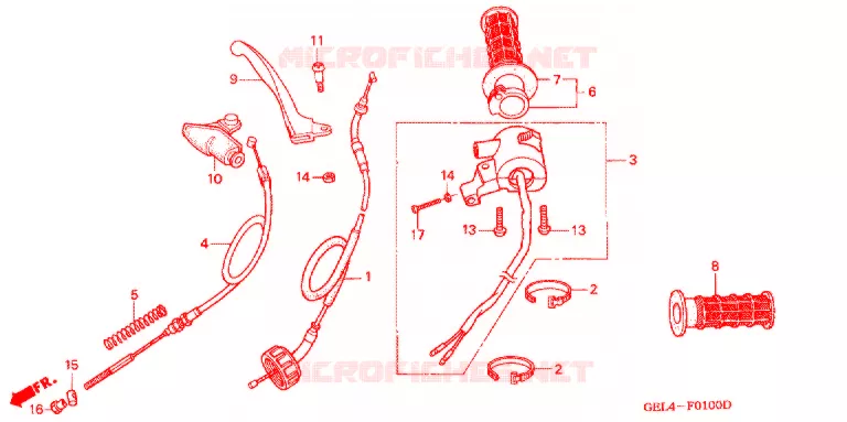 LEVIER DE GUIDON - CABLE - COMMODO Honda MOTO 50 XR 2003  XR50R3