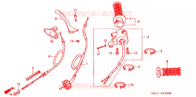 LEVIER DE GUIDON - CABLE - COMMODO Honda MOTO 50 XR 2000  XR50RY