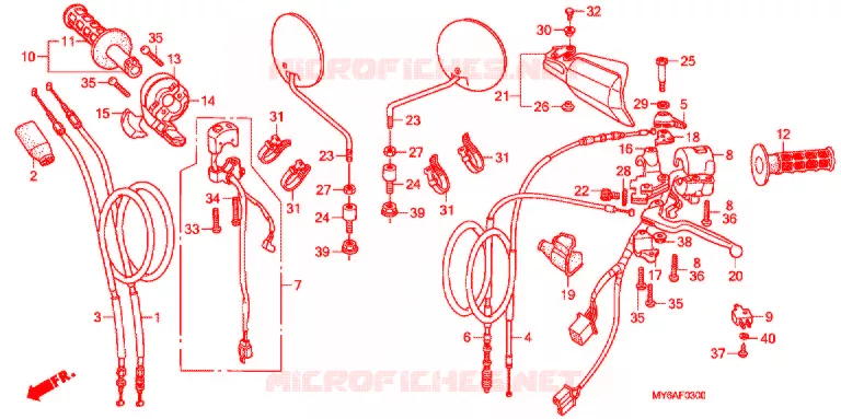 COMMODOS - POIGNEES - CABLES Honda MOTO 650 XR 2003  XR650L3