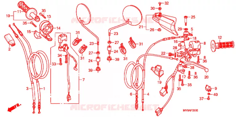 COMMODOS - POIGNEES - CABLES Honda MOTO 650 XR 2004  XR650L4