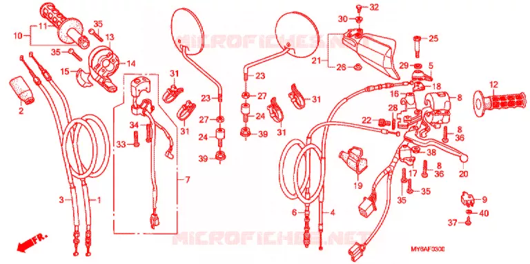 COMMODOS - POIGNEES - CABLES Honda MOTO 650 XR 2008  XR650L8