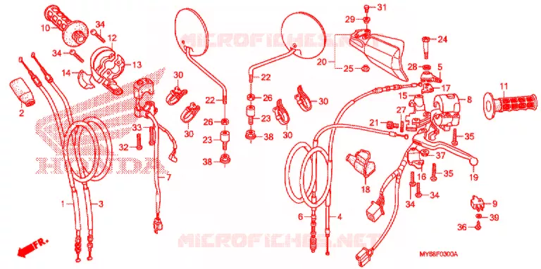 LEVIER DE GUIDON - CABLE - COMMODO Honda MOTO 650 XR 2013  XR650LD