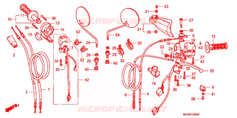 COMMODOS - POIGNEES Honda MOTO 650 XR 1998  XR650LW